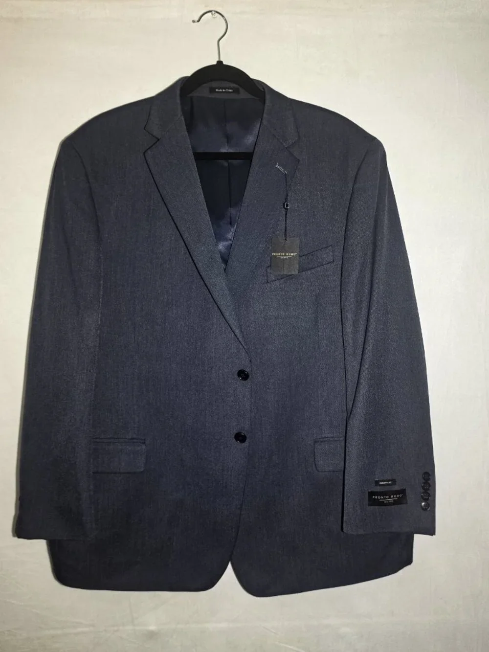 Mens XL Pronto Uomo Suit Jacket Dark Blue Satin interior Luxury Blazer